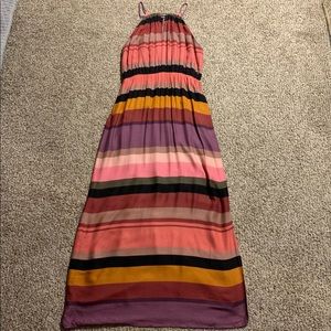 LOFT Ann Taylor Striped Keyhole Halter Maxi Dress